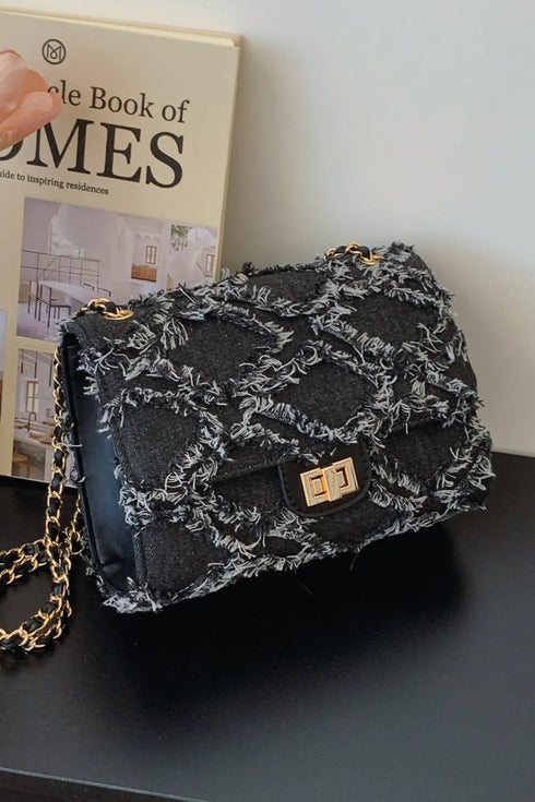 'Kehlani' Textured Denim Crossbody Bag - Celes Fashion